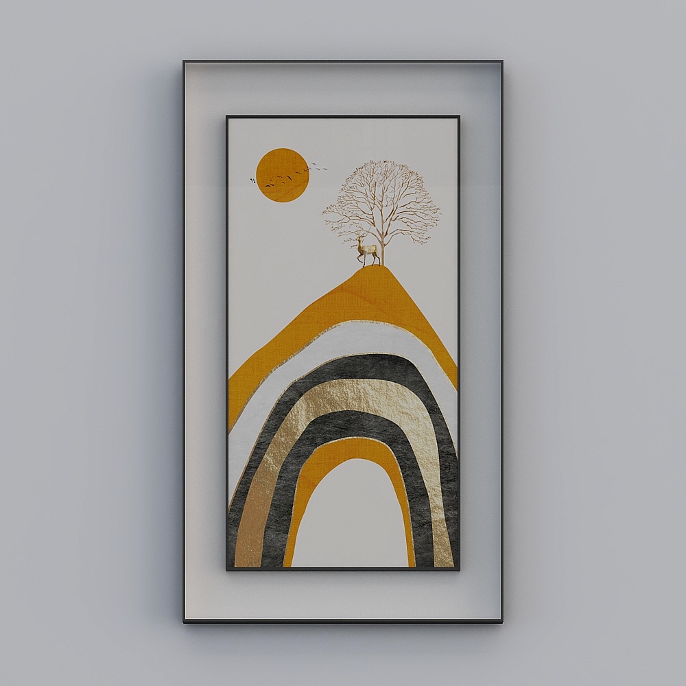 简上-轻奢风-玄关装饰画-SK-039-80x1403D模型