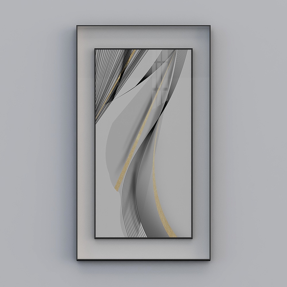 简上-轻奢风-玄关装饰画-SK-050-80x1403D模型