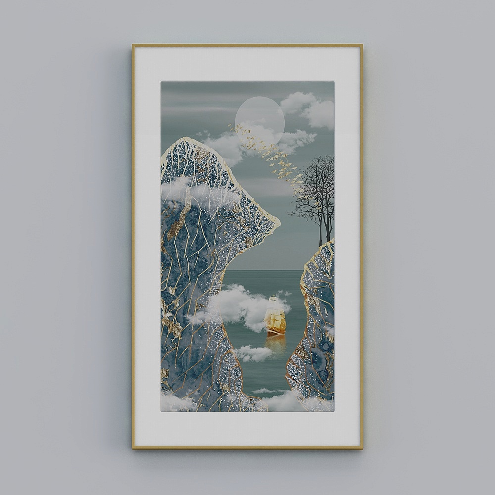 简上-现代风-玄关装饰画-LJ-047-80x1403D模型