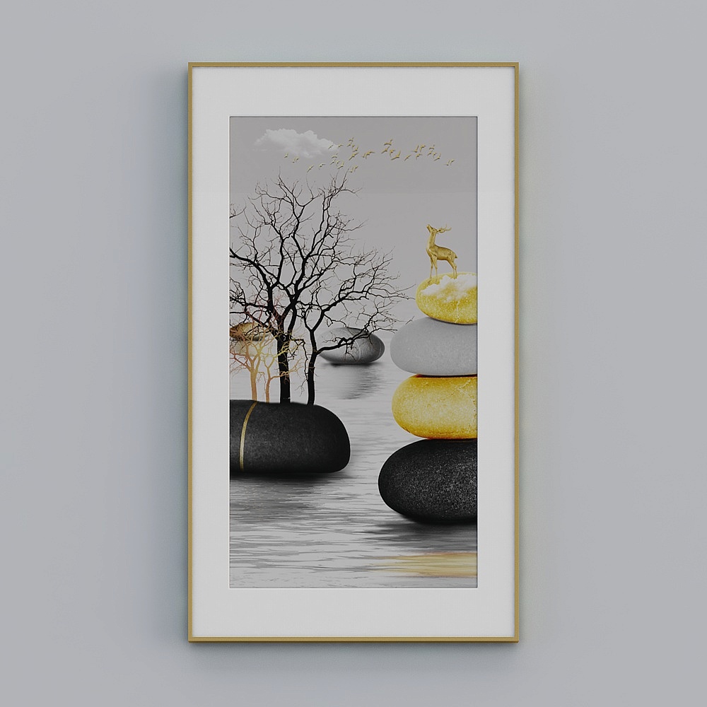 简上-现代风-玄关装饰画-LJ-055-石来运转