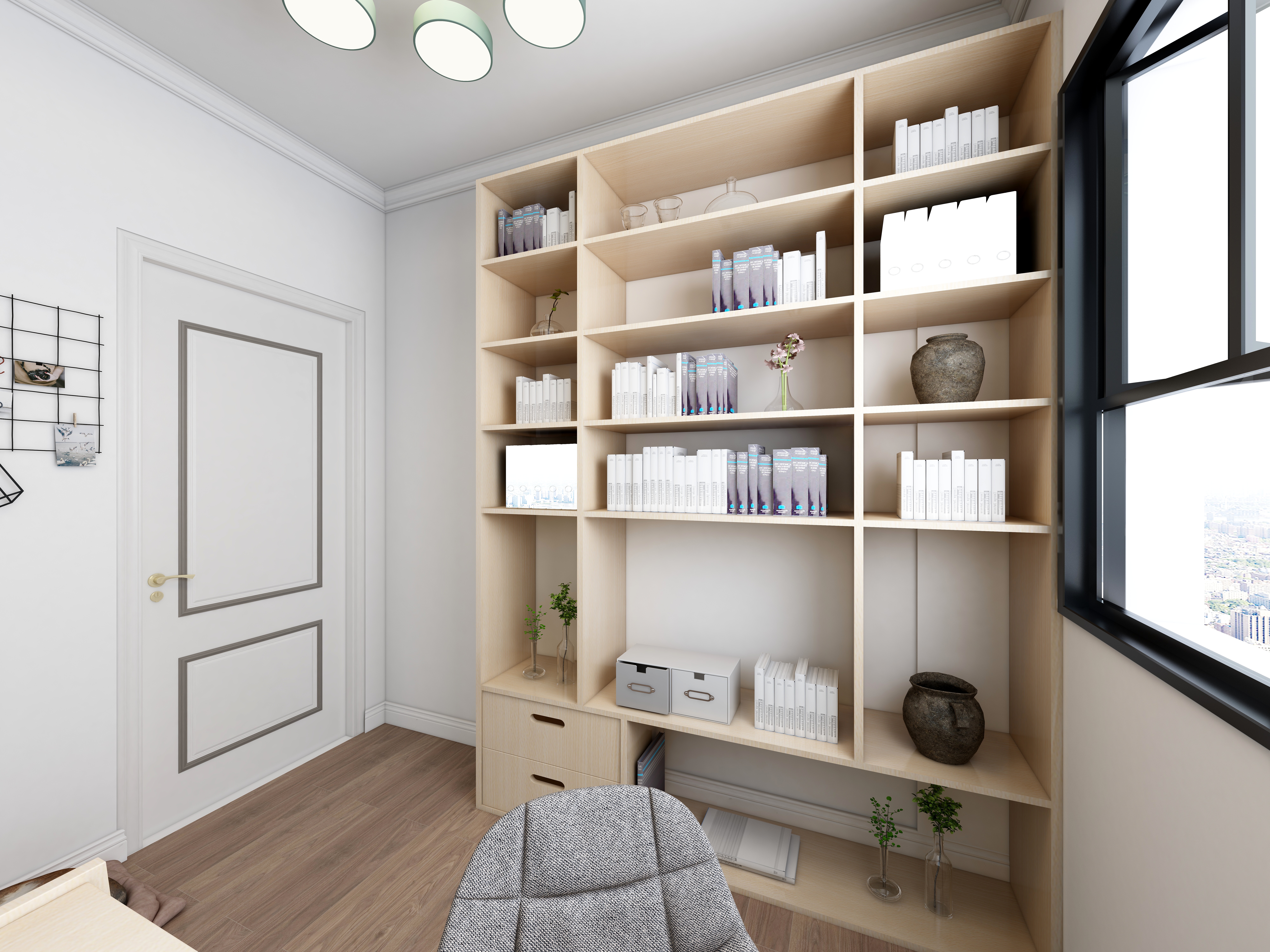 侯亮亮-京北中央公园84.68平米简欧暖色系装修效果图