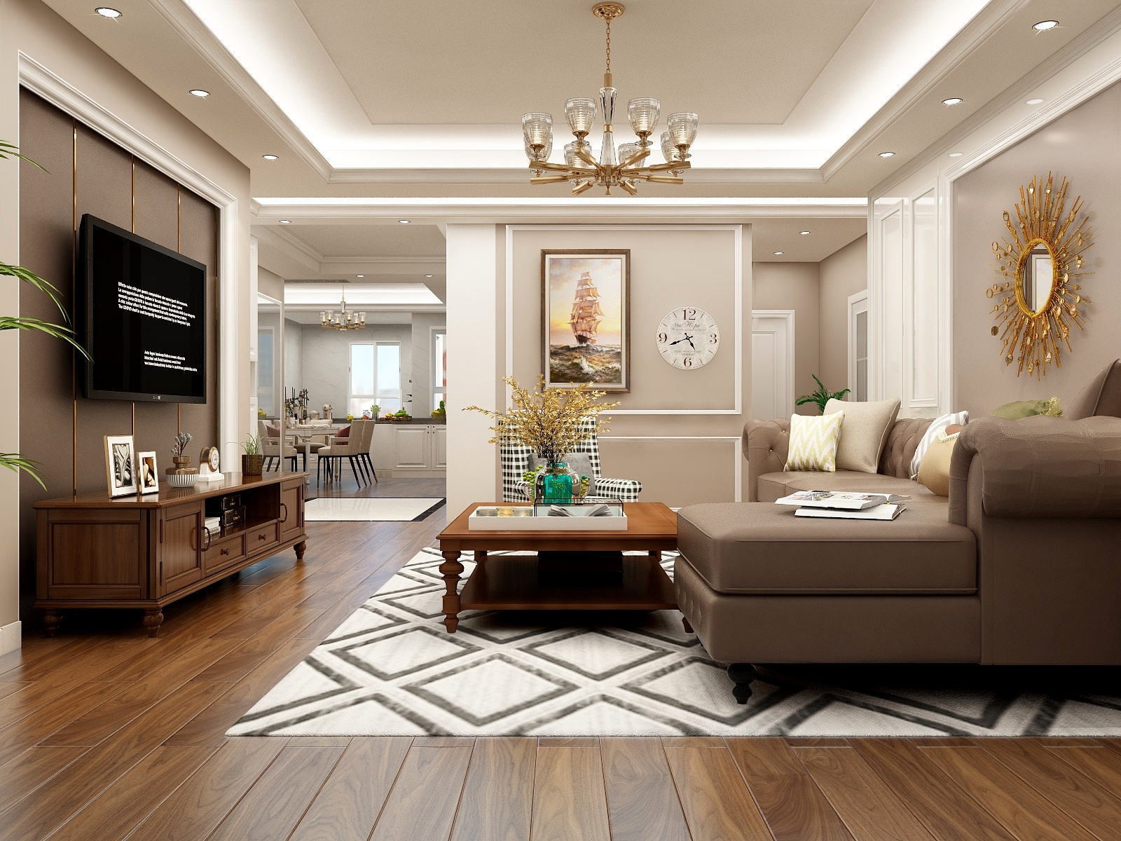 张旭-『几许情深』120平|美式-五房装修效果图