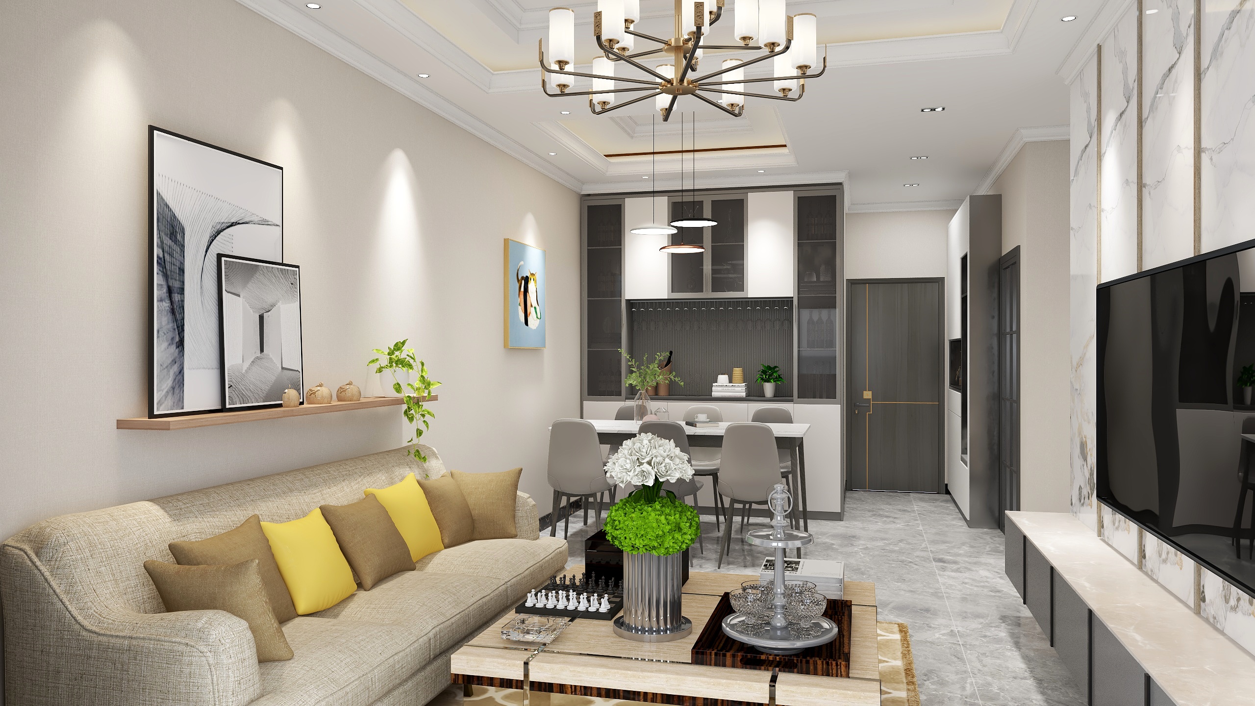 格瑞全屋定制家具-作业德信海德公园83.00㎡A2’3室2厅1卫1厨-装修设计方案