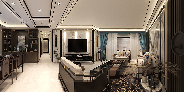 云一木设计李飞-紫御华府-新中式-190-装修设计方案