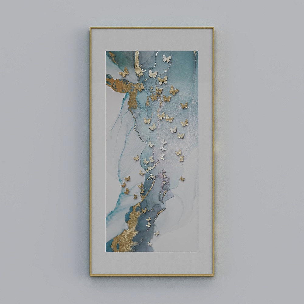 简上-现代风-玄关装饰画-LJ-001-金蝶韵彩3D模型
