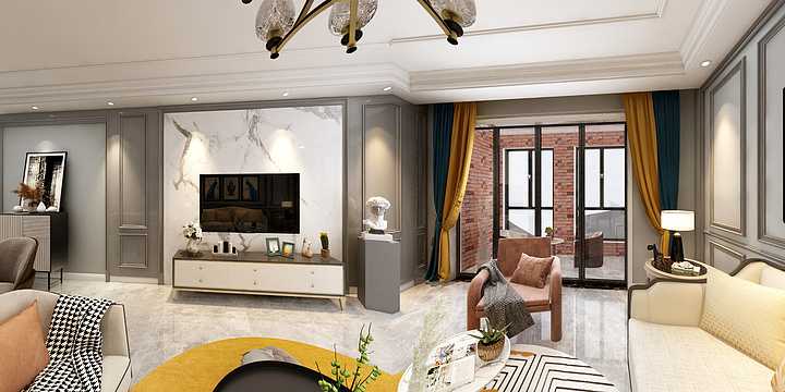 红点设计工作室-郑州海马公园-五期7号楼-新古典美式-晁女士雅居-装修设计方案