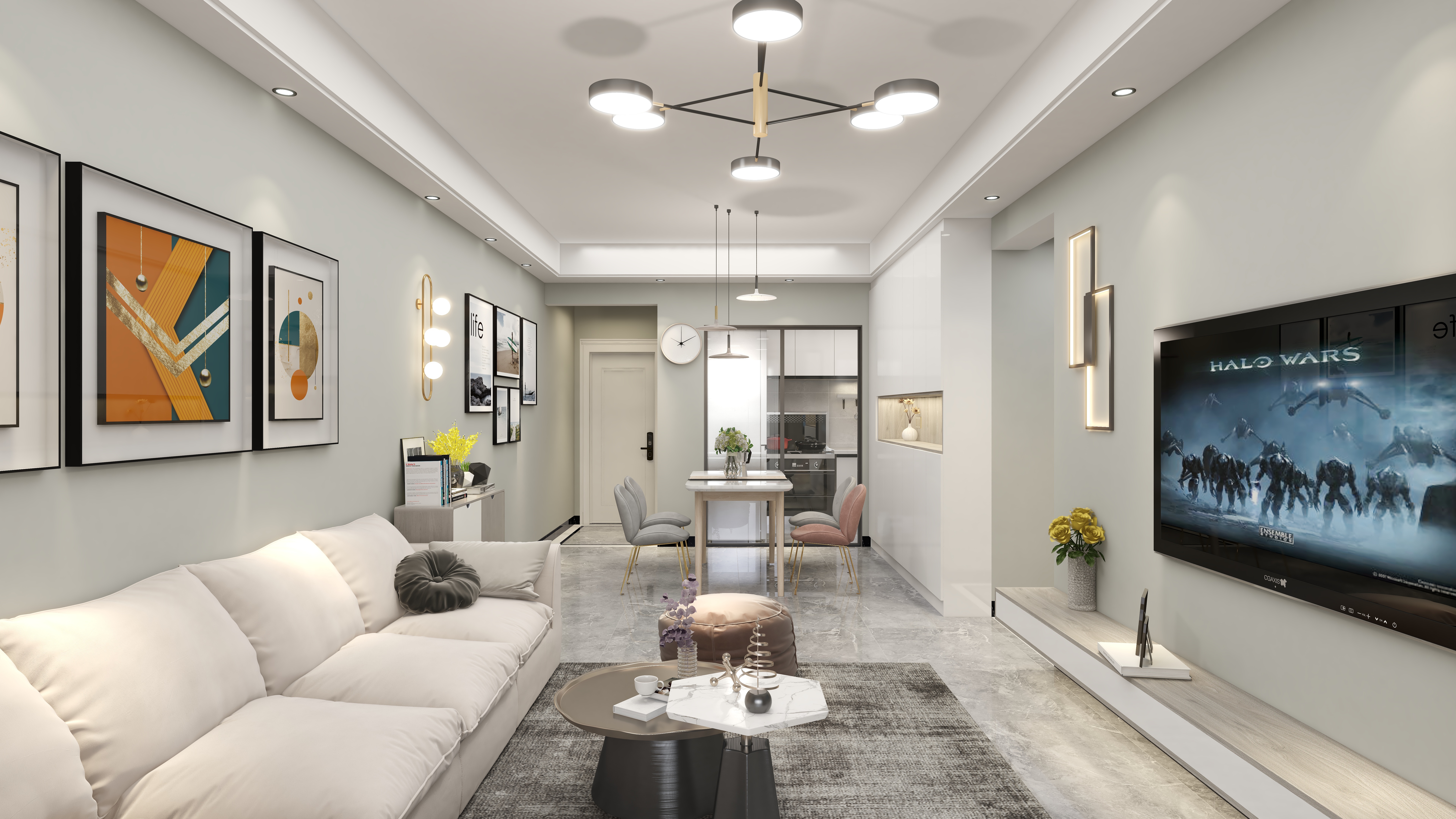 广州设计师邓工-时尚温馨小家-105平现代简约风-装修设计方案