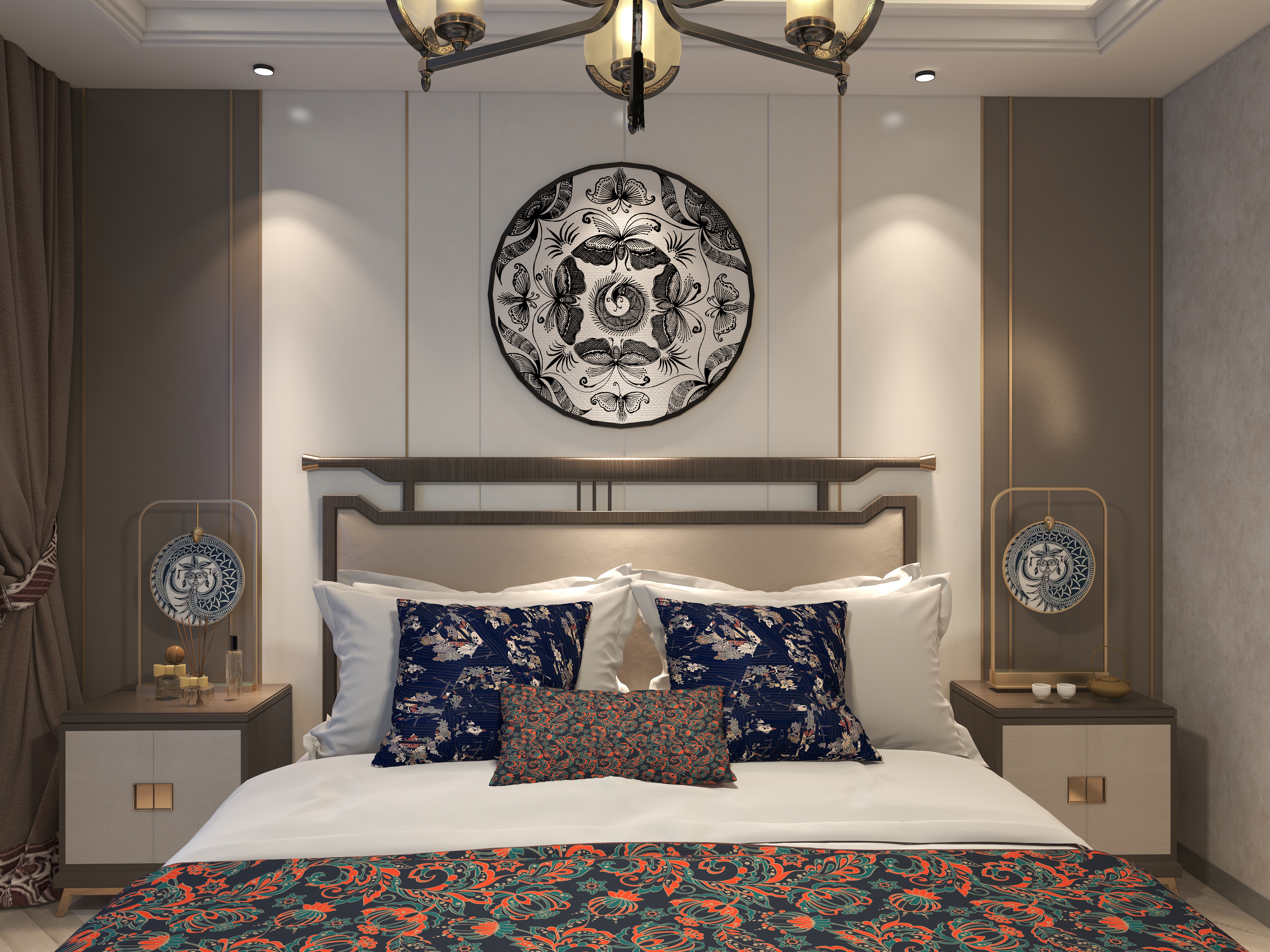 i-新中式-蜡染元素-3室装修效果图