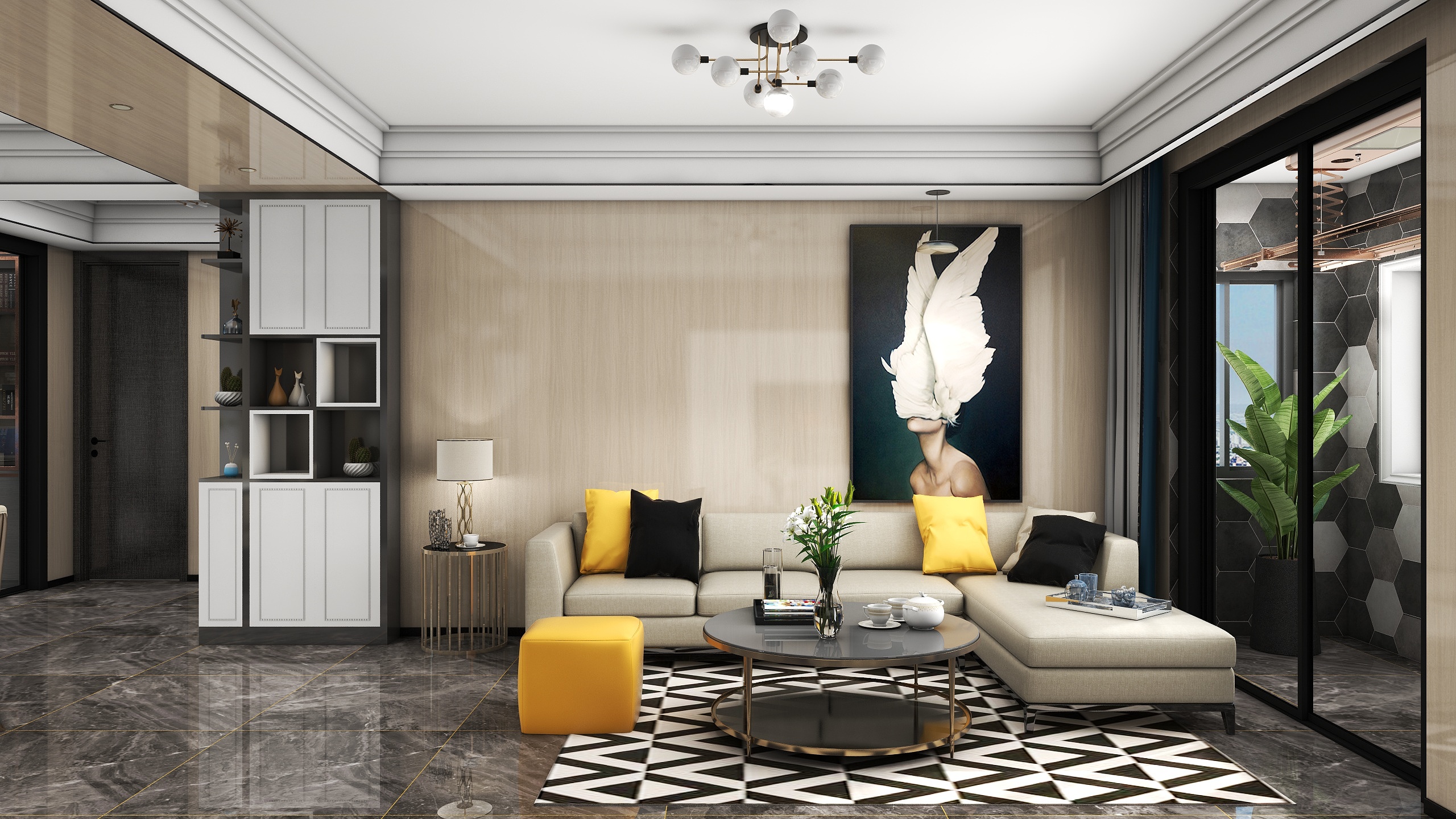 哎稻草人-《放飞梦想》94㎡轻奢装修效果图