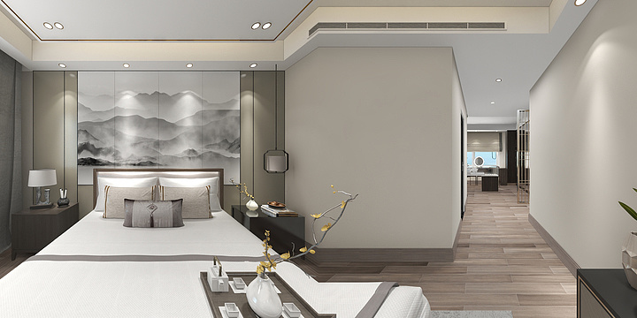 王者也-别墅主卧新中式-装修设计方案