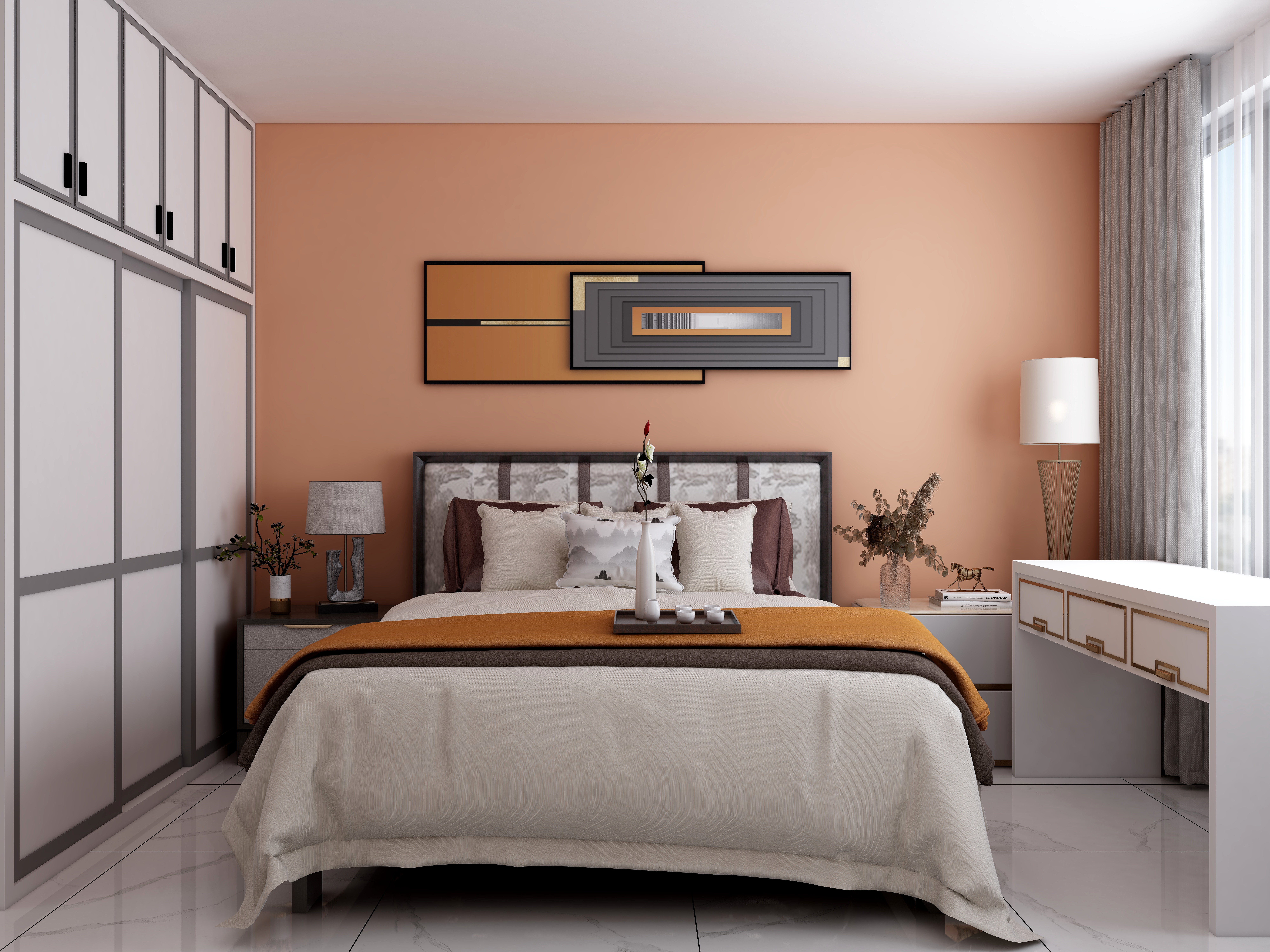 白亚娟-一抹橙的中式-130平装修效果图