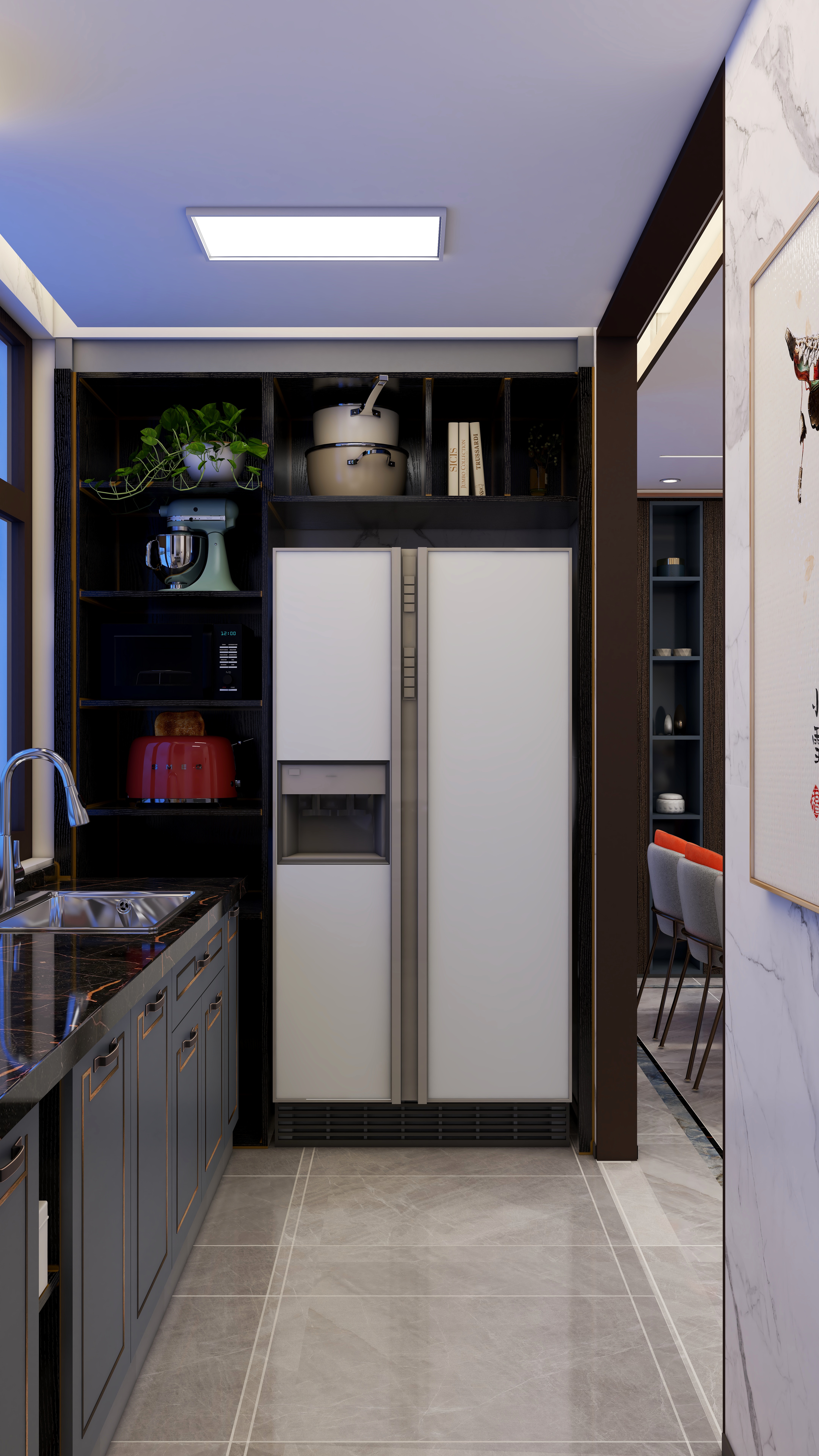 雨夜烧火-新中式180平装修效果图