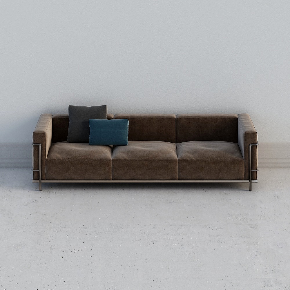 现代多人沙发-棕色3D模型