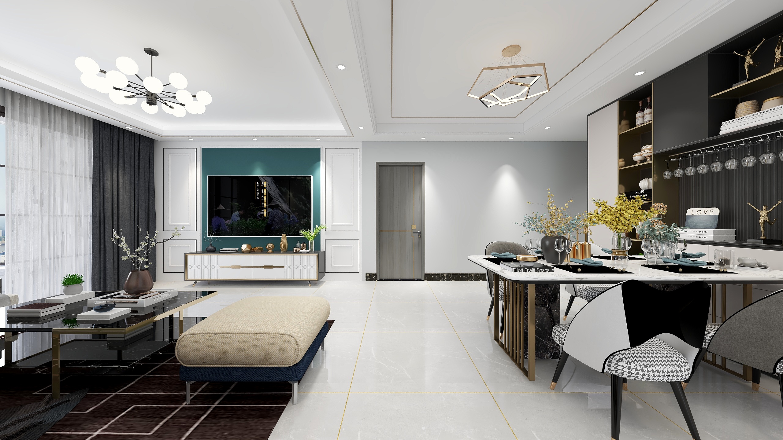 段智坤-清河公馆户型160现代轻奢-装修设计方案