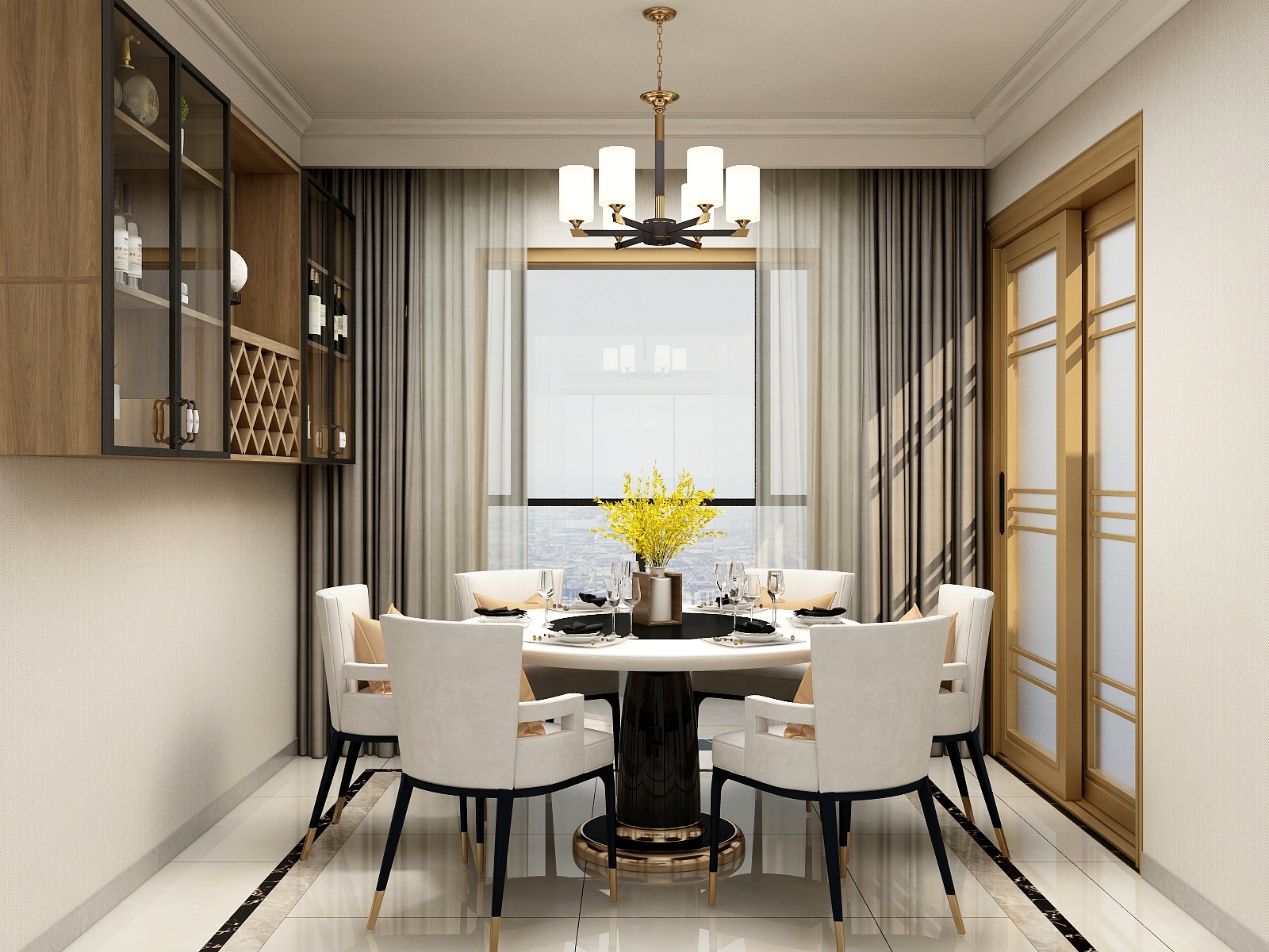 一品设计YP-123m²新中式全屋定制三居室装修效果图