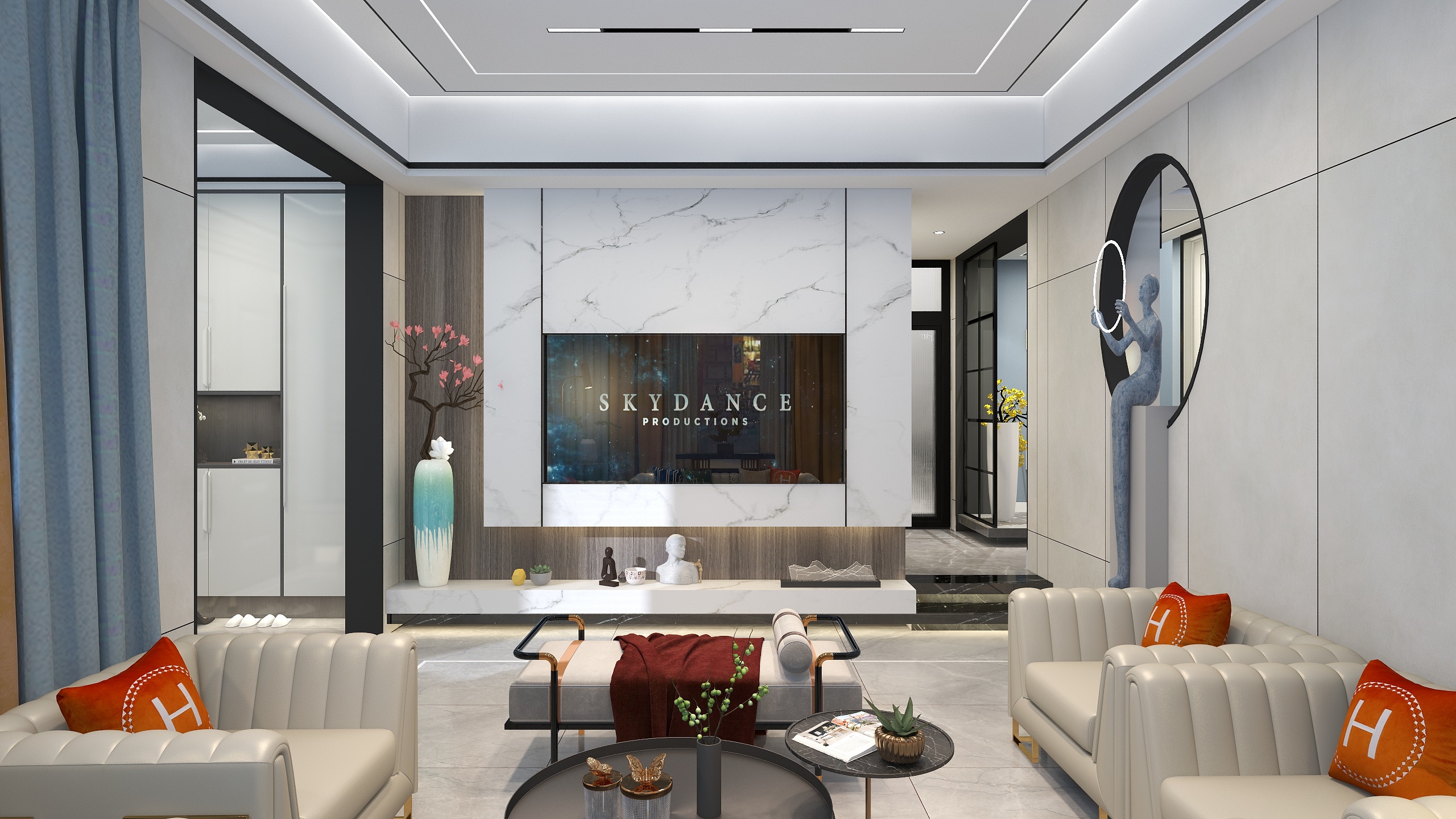 神马云在线-龙台三层别墅装修效果图