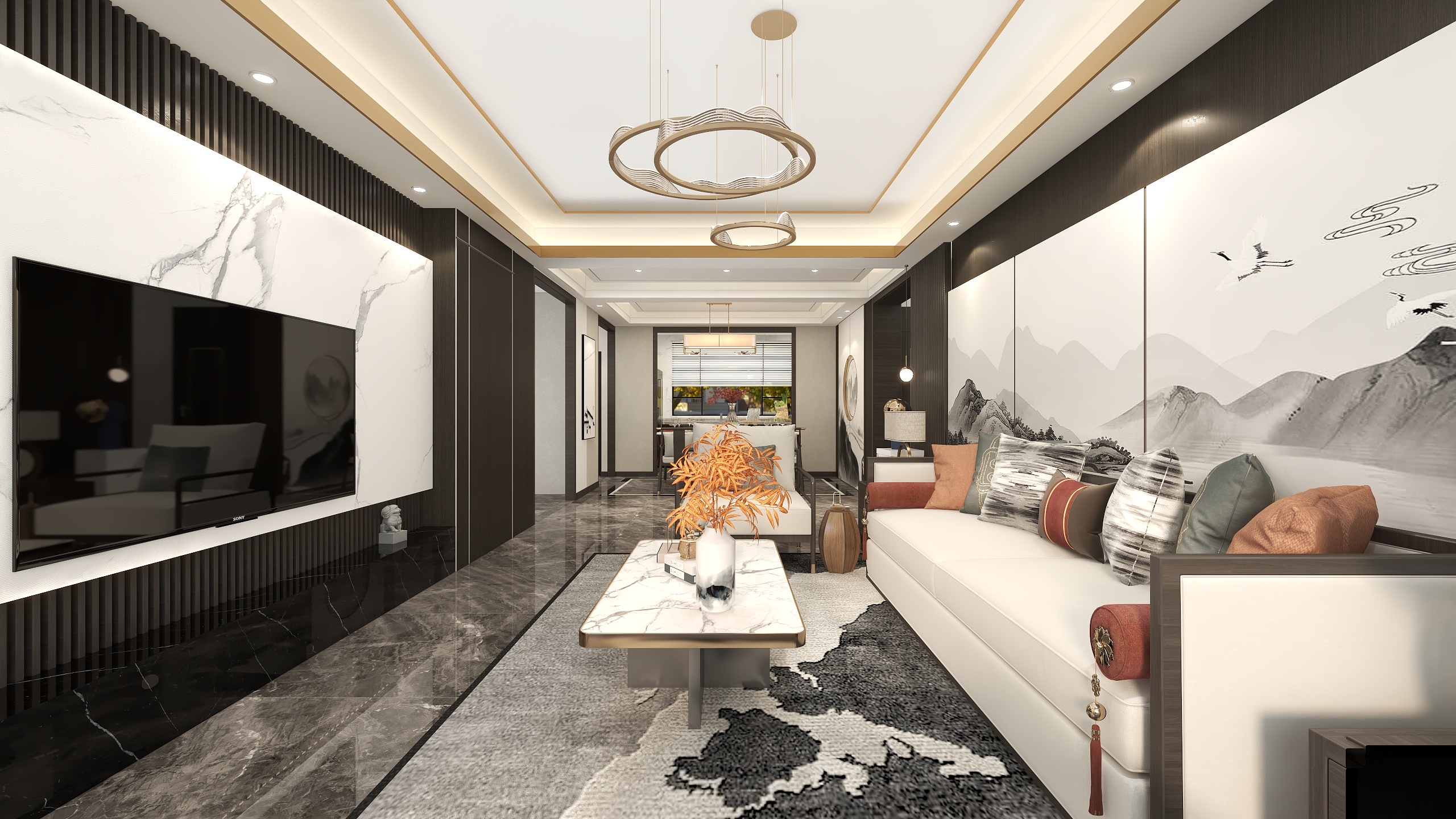 段亚宁-万润城125平米三居新中式装修效果图