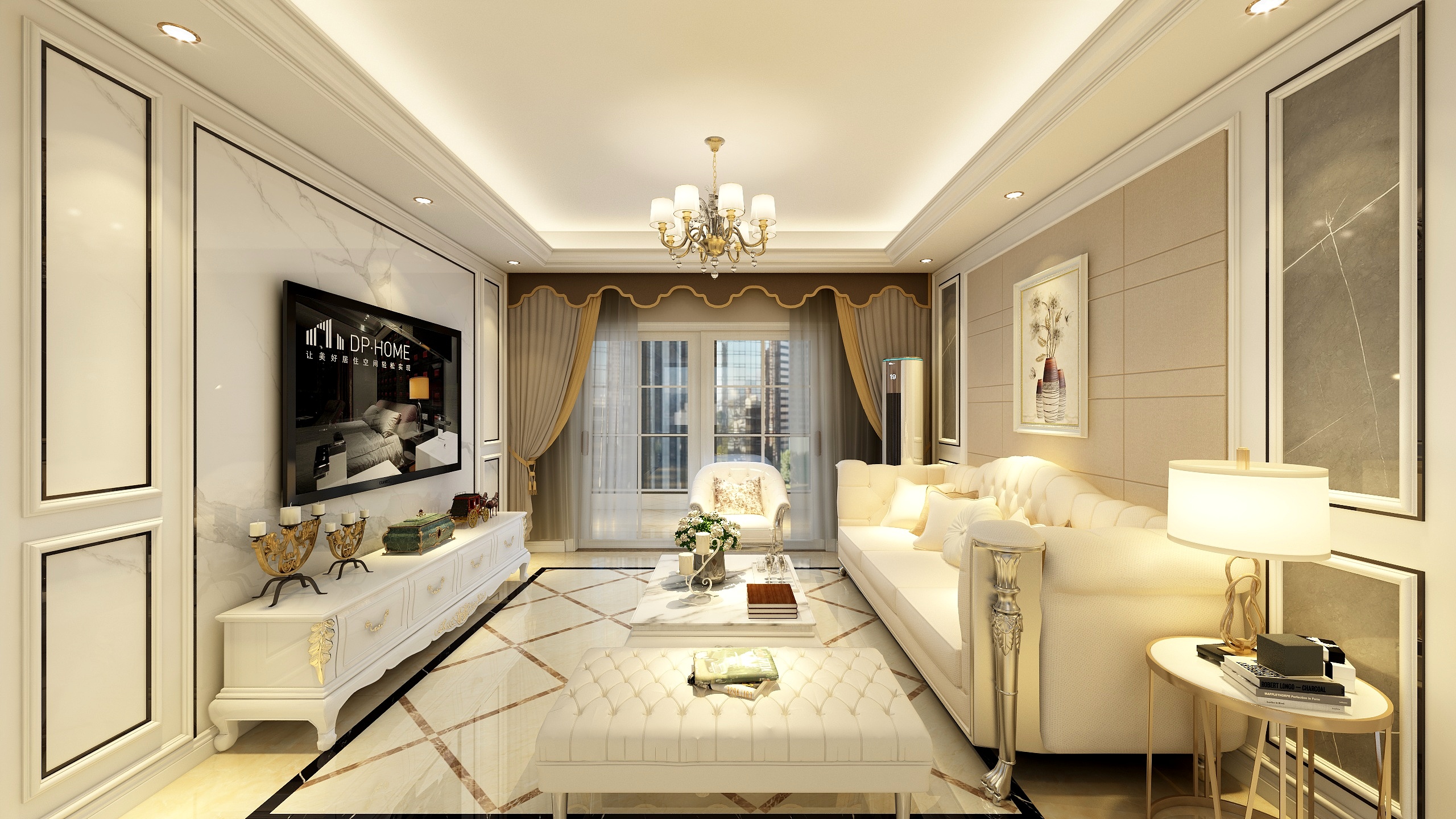 福庆全屋定制高端设计-新港城118平方样板间简欧风装修效果图