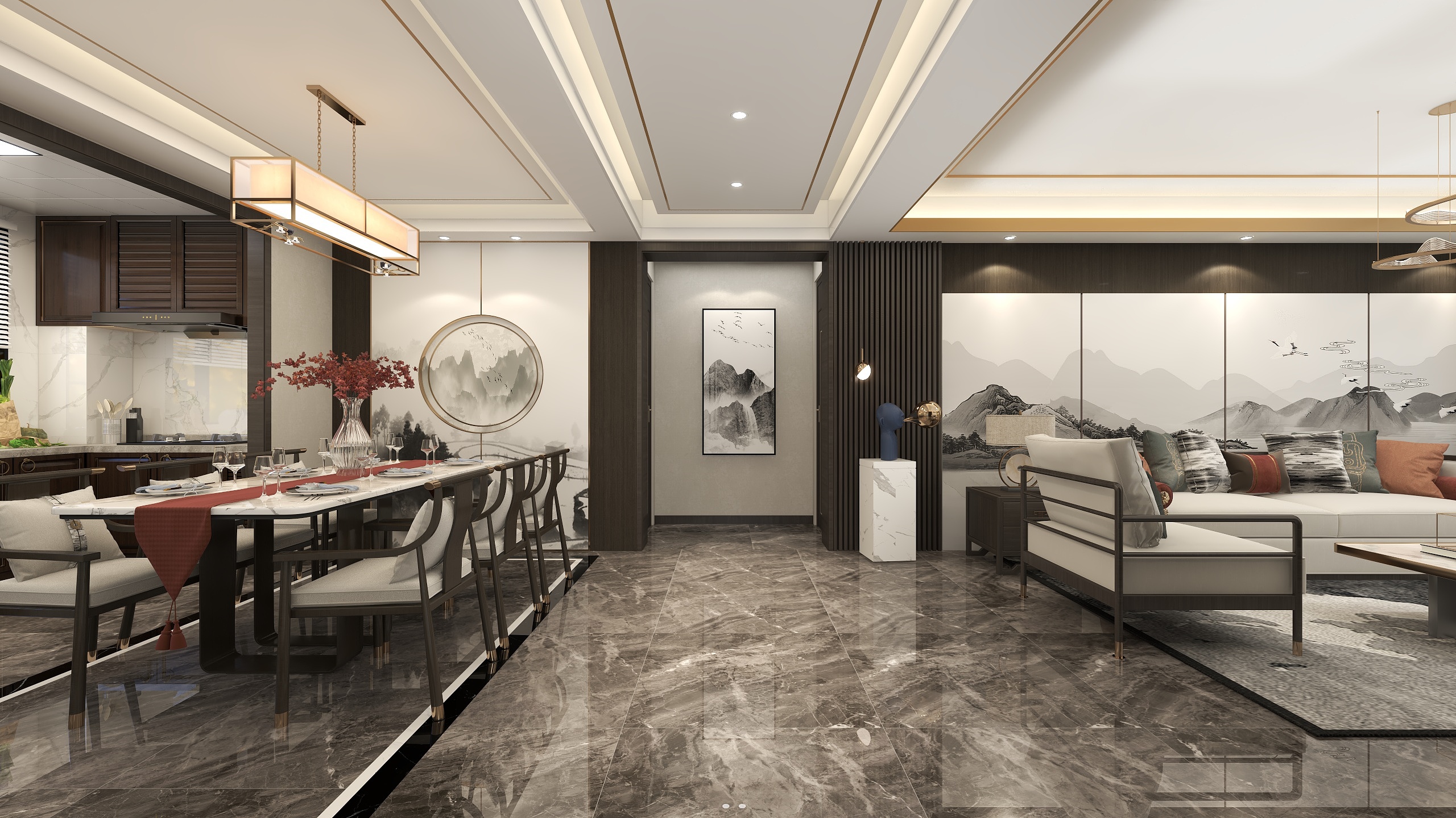 段亚宁-万润城125平米三居新中式-装修设计方案