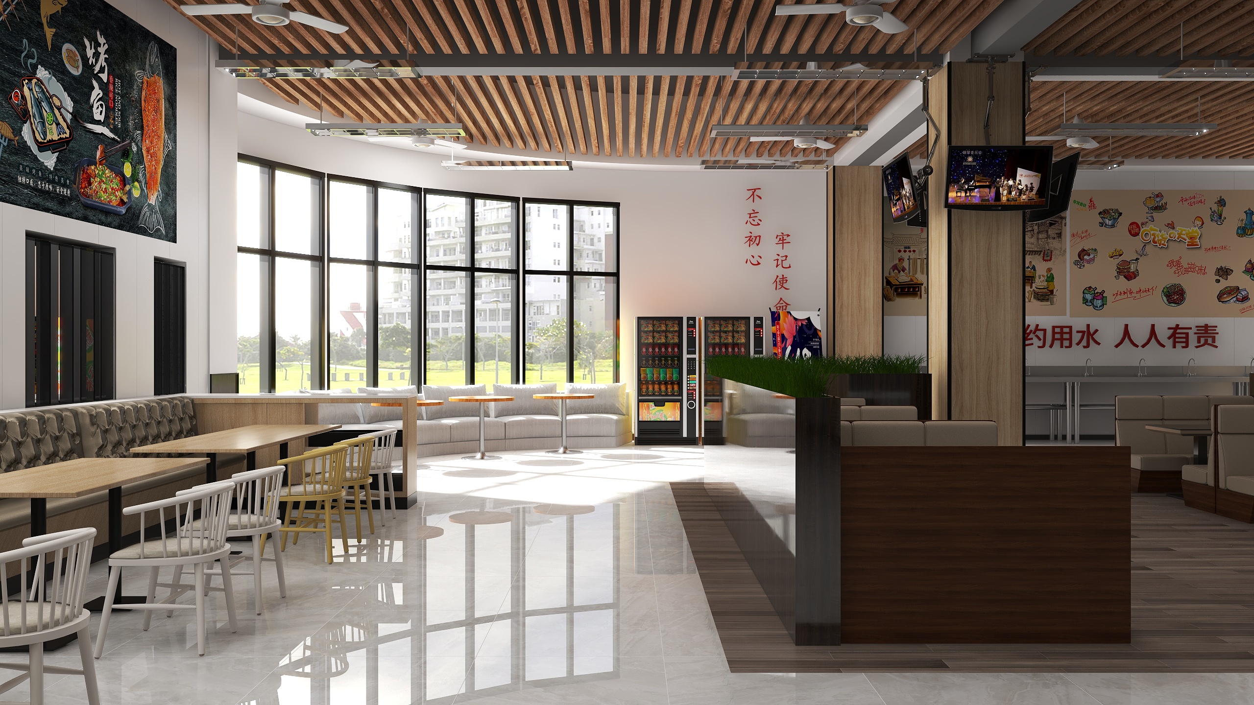 KJL效果图制作-食堂-装修设计方案