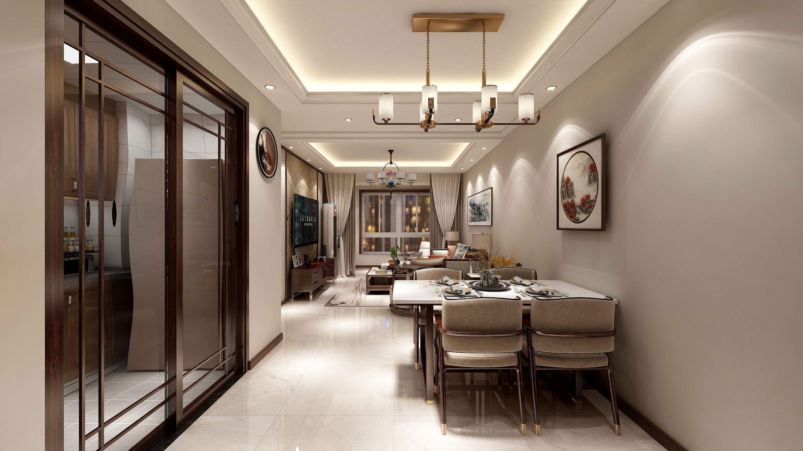 于得海-复兴社区：08户型新中式风格装修效果图