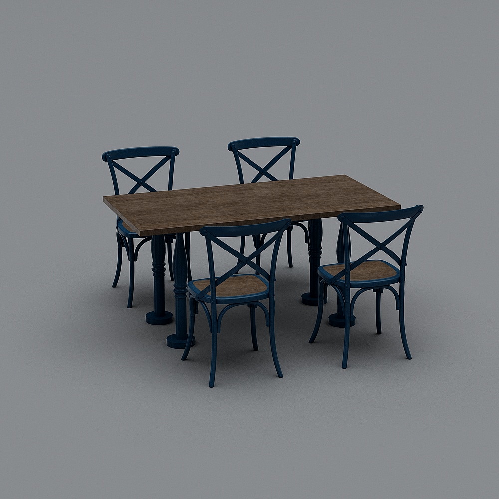 工业LOFT咖啡厅39-桌椅组合3D模型