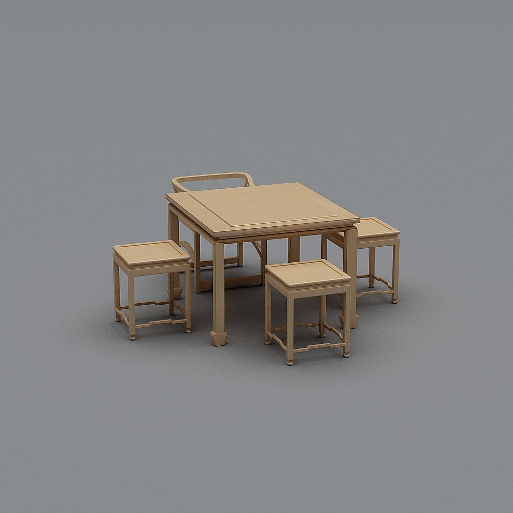 现代幼儿园2-桌椅组合3D模型