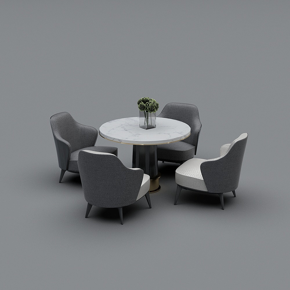 现代轻奢售楼部沙盘-桌椅组合3D模型