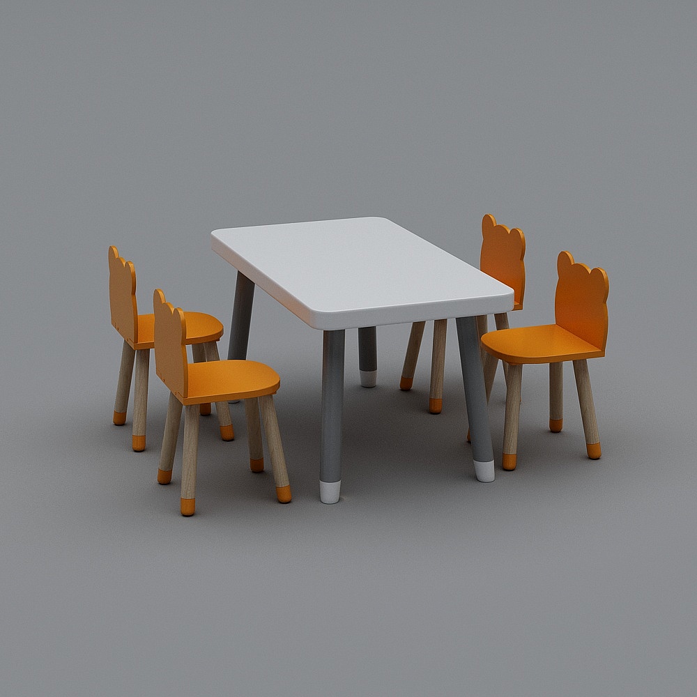 北欧幼儿园教室-桌椅组合