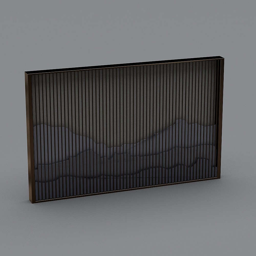 新中式山水雕塑小品-背景3D模型