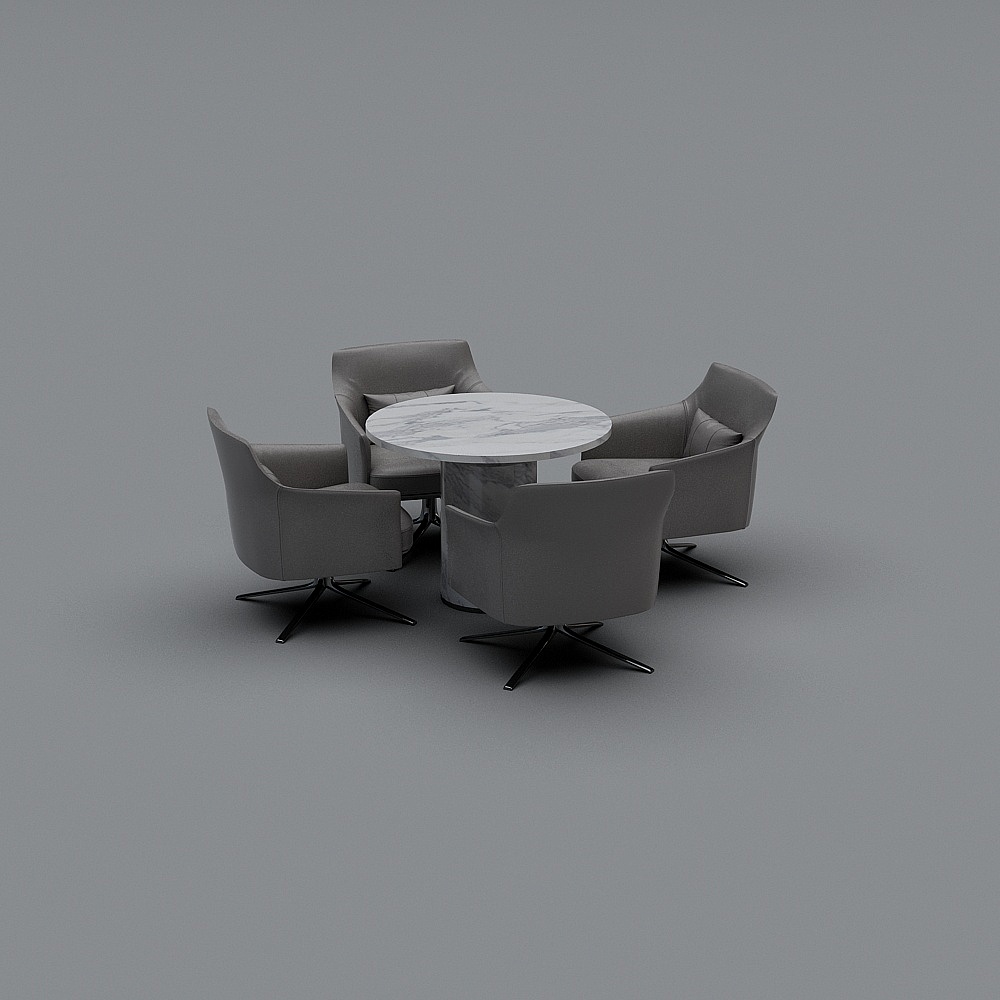 现代售楼处会客区2-桌椅组合3D模型