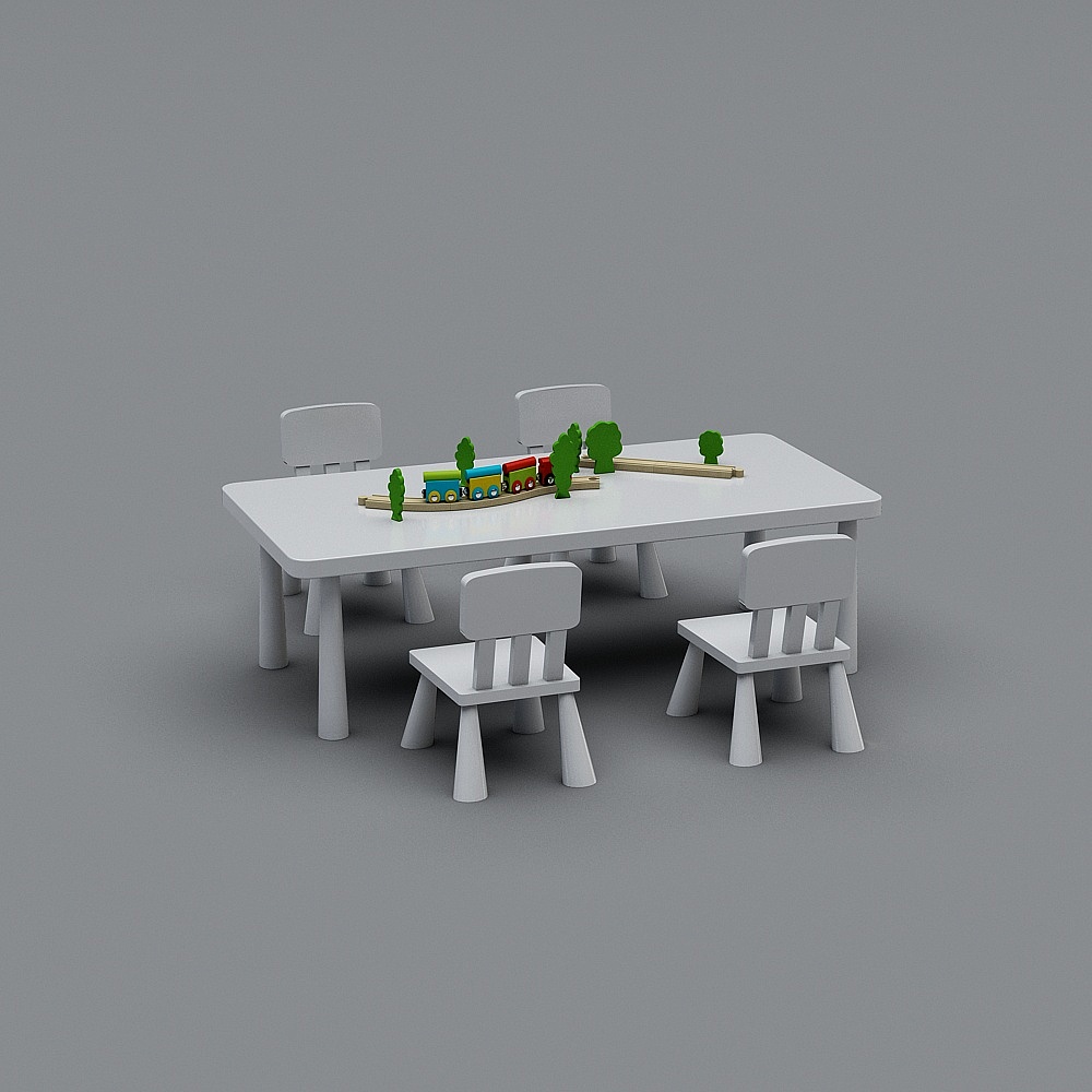 现代幼儿园-桌椅组合3D模型