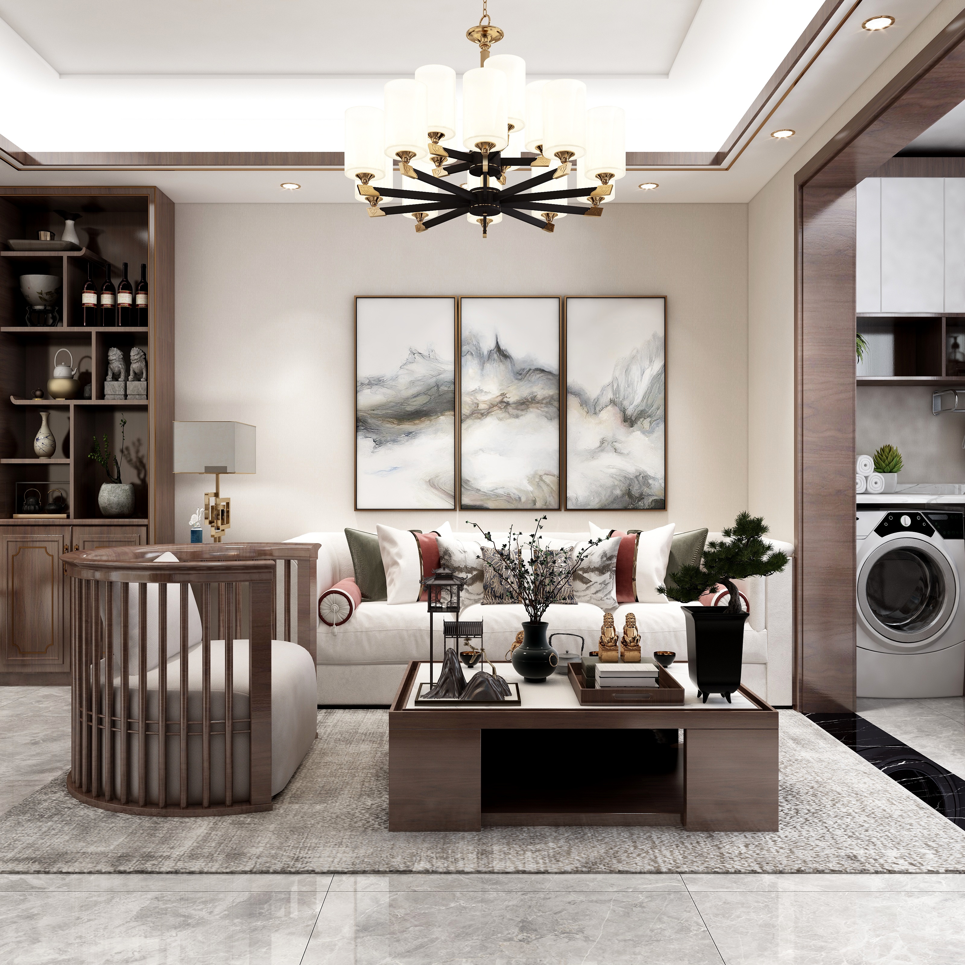 全景VIP设计-新中式全景别墅装修效果图