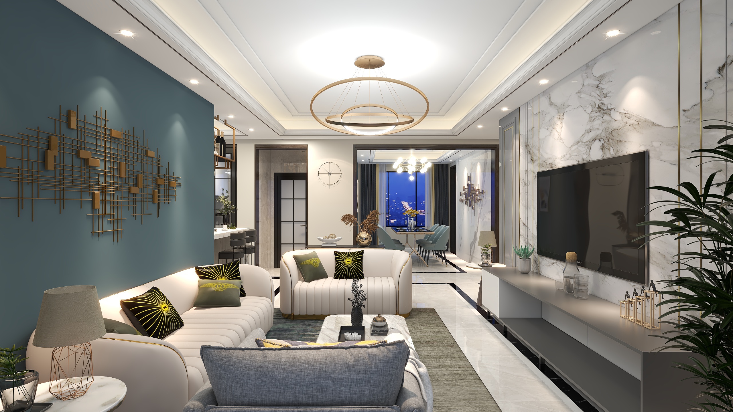 设计师阿伟66-117方书香门第一居装修效果图