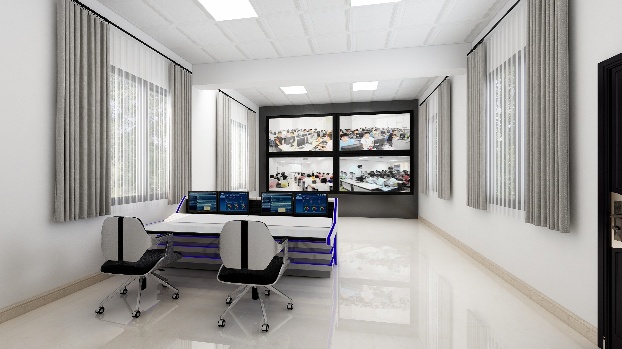 室内外装修设计施工全案设计师-监控室-装修设计方案