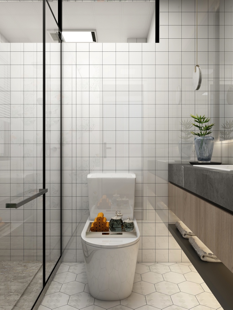 Modern Minimalist Bathroom with White Tone