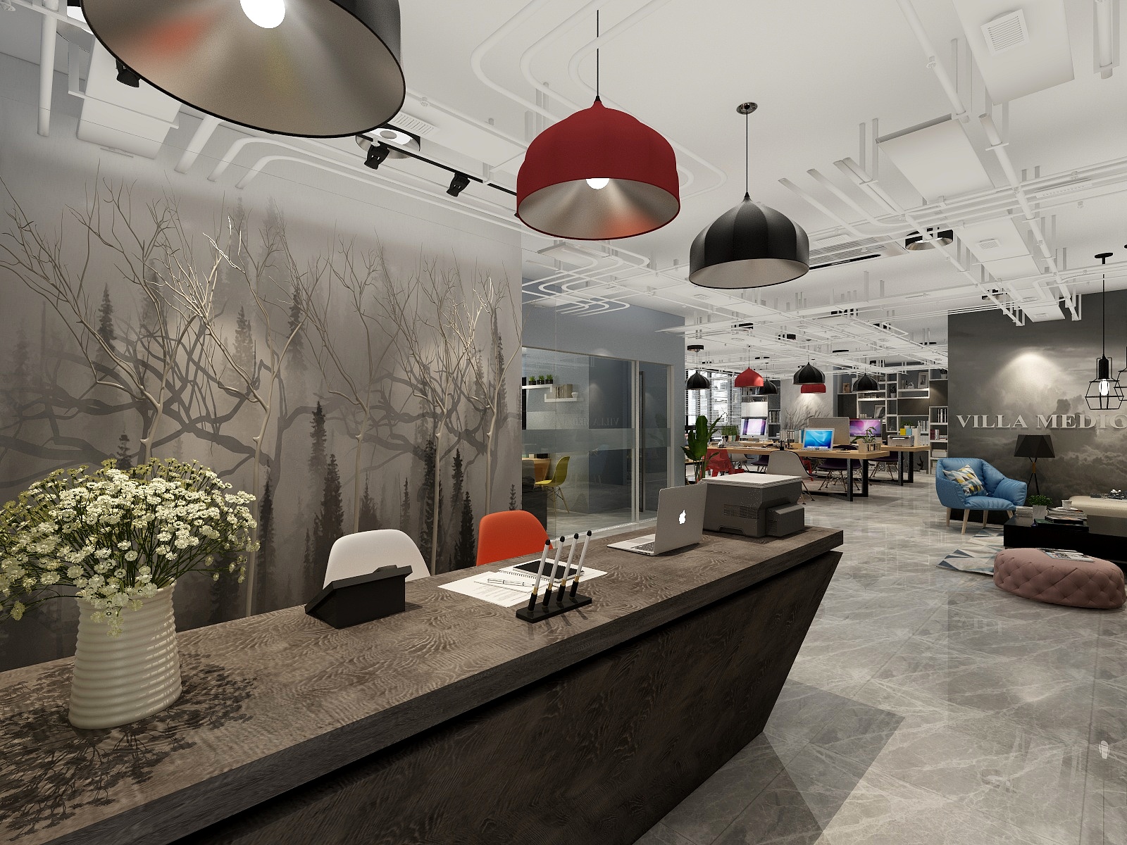 中山天圆空间设计-现代办公室-装修设计方案