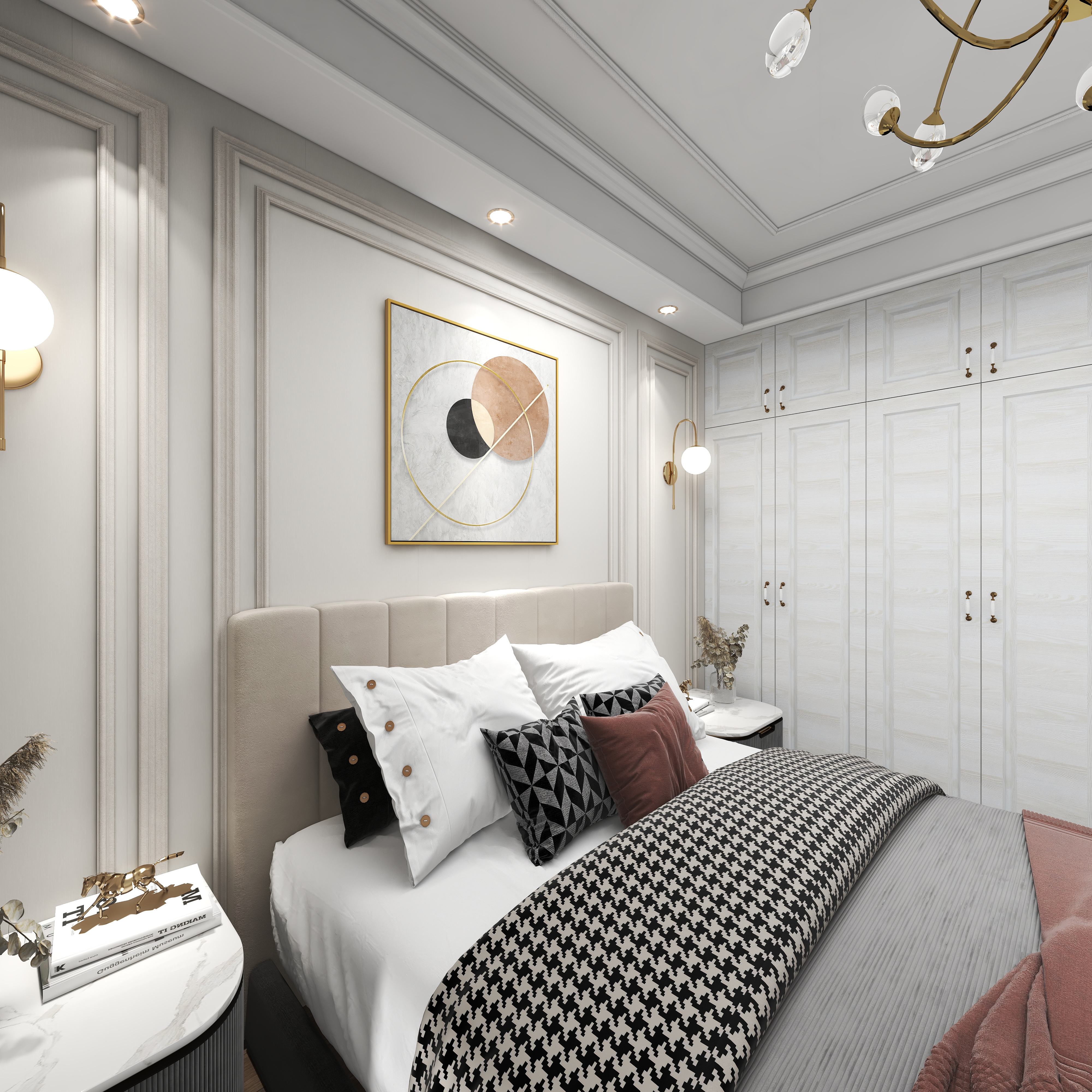 陌上离歌-108方黄石大桥一品园三居一层主卧装修效果图第2张