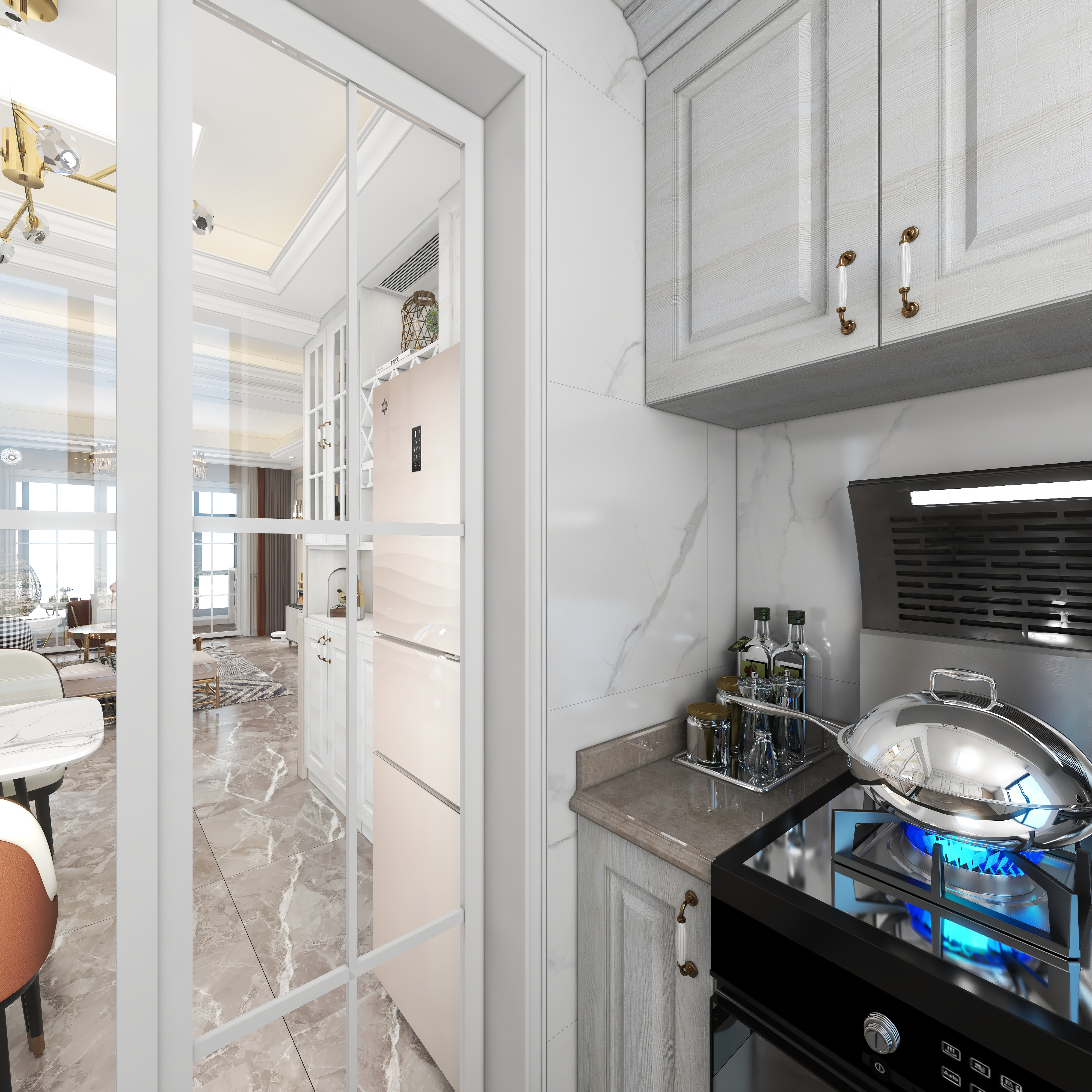 陌上离歌-108方黄石大桥一品园三居一层厨房装修效果图第1张