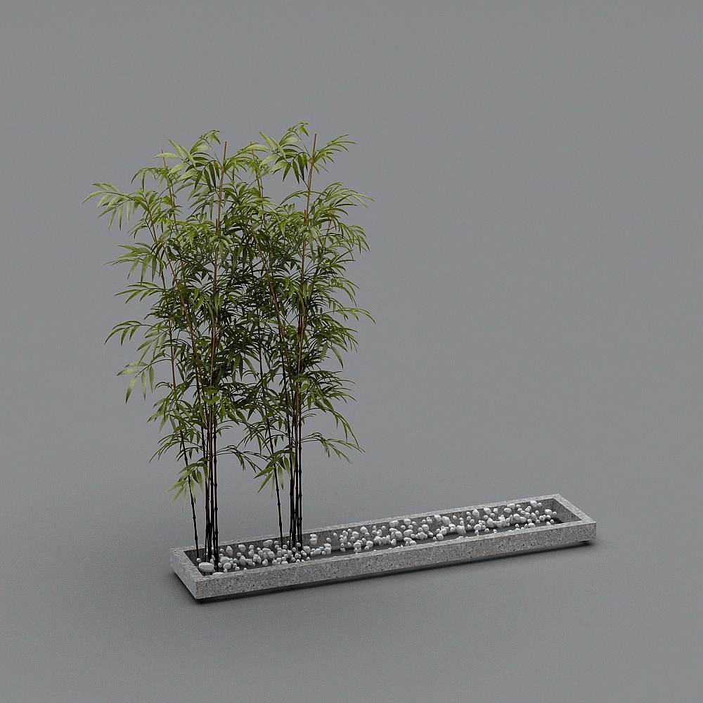 新中式火锅店1-植物摆件3D模型