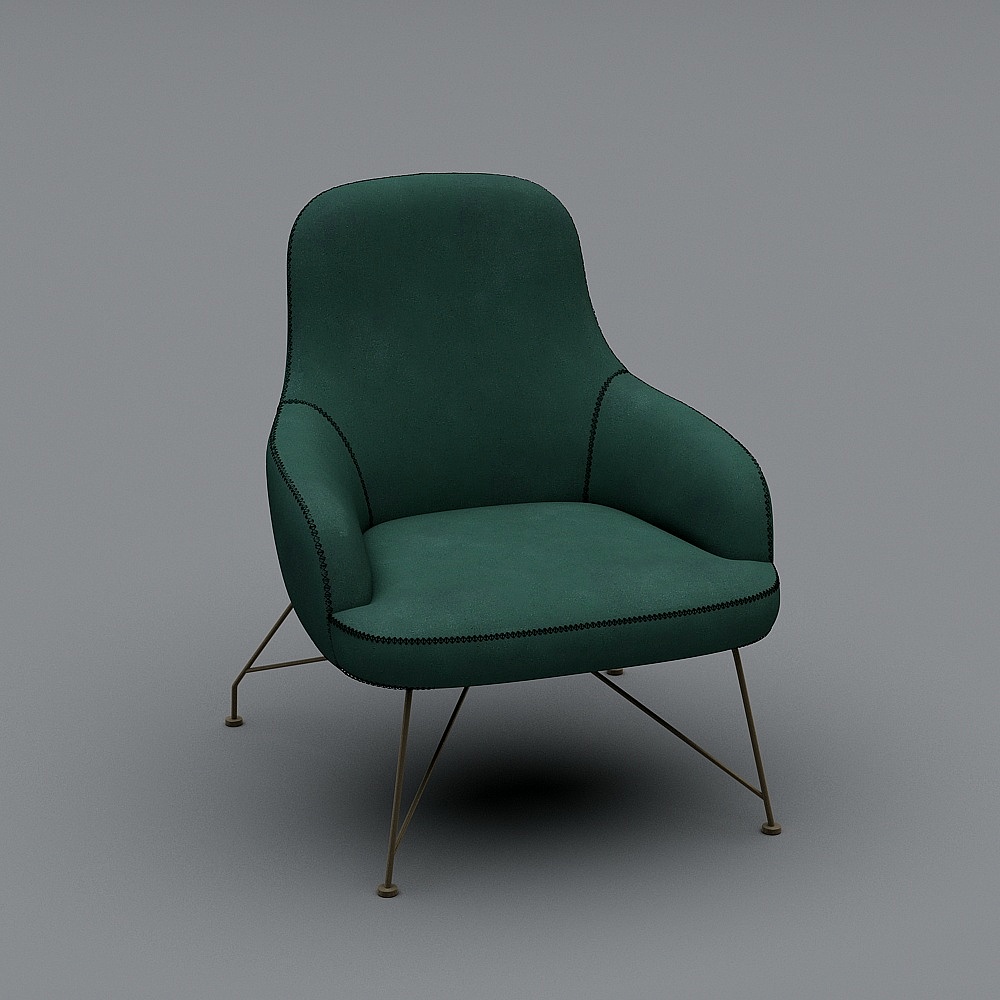 优梵艺术FIN北欧简约现代单人椅客厅卧室小布艺沙发椅子读书休闲3D模型