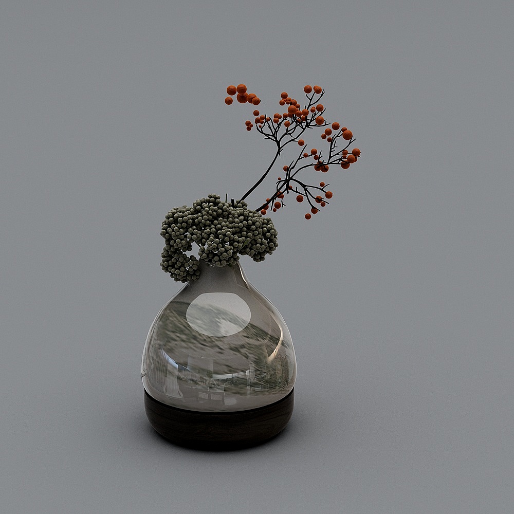 新中式花瓶-矮花瓶3D模型