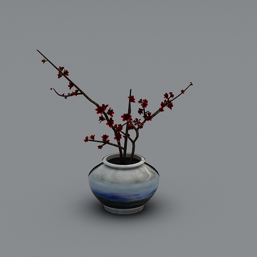 中式花瓶-红梅