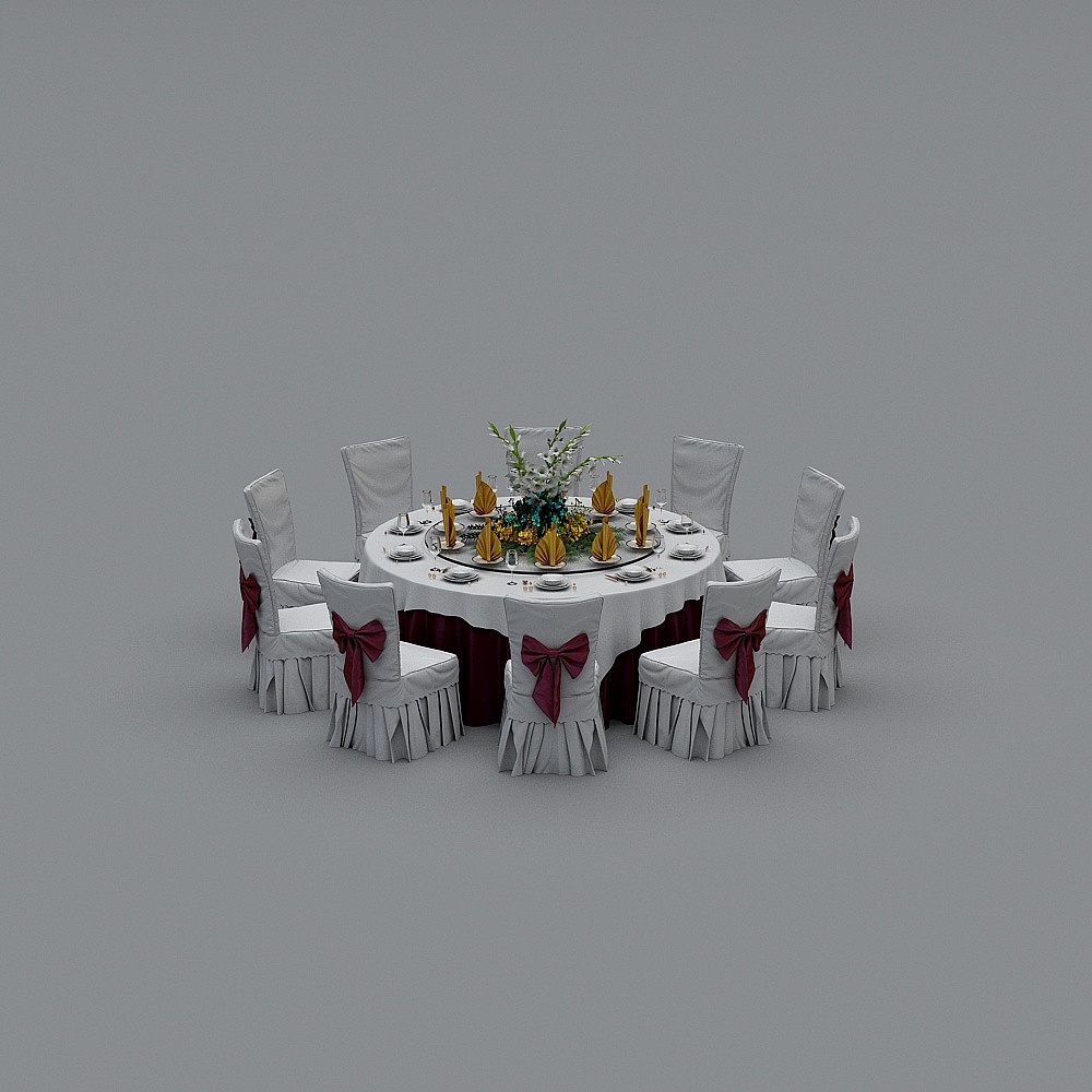 现代宴会厅餐桌椅3D模型ID_3329844063D模型