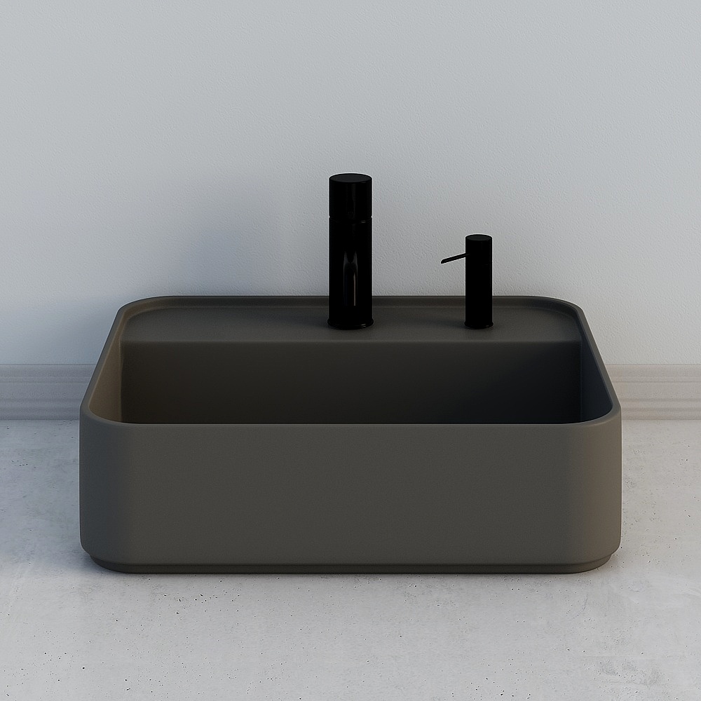 北欧洗手盆3D模型-方盆