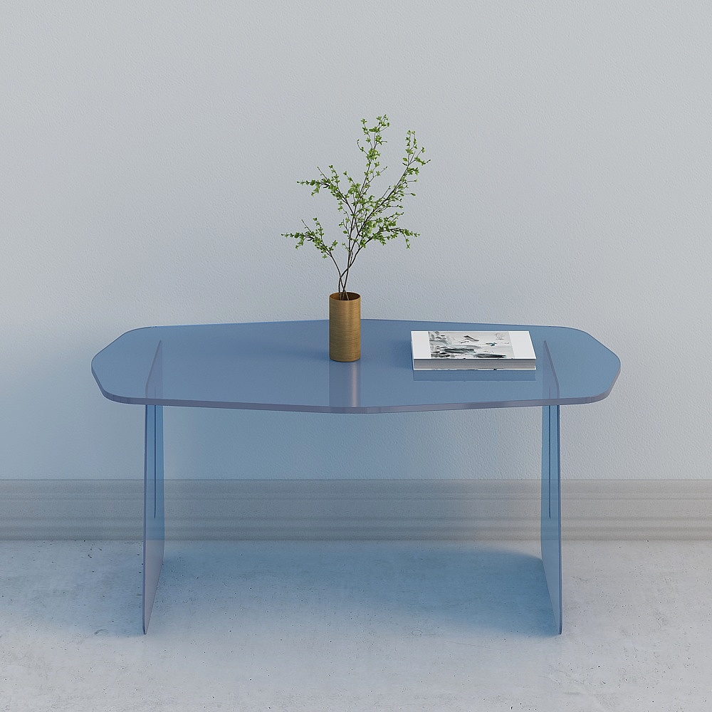 现代餐桌-蓝色亚克力桌