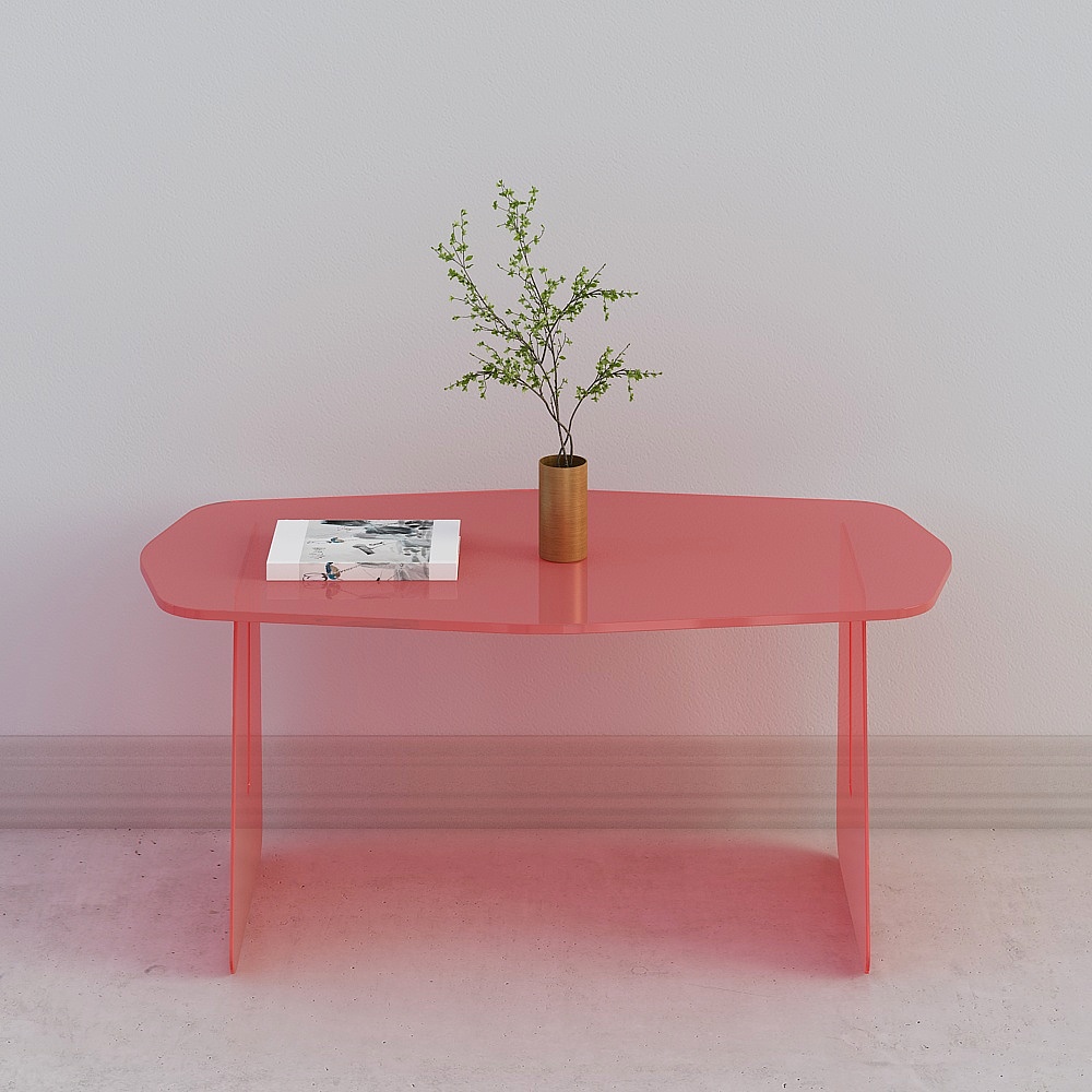 现代餐桌-红色亚克力桌