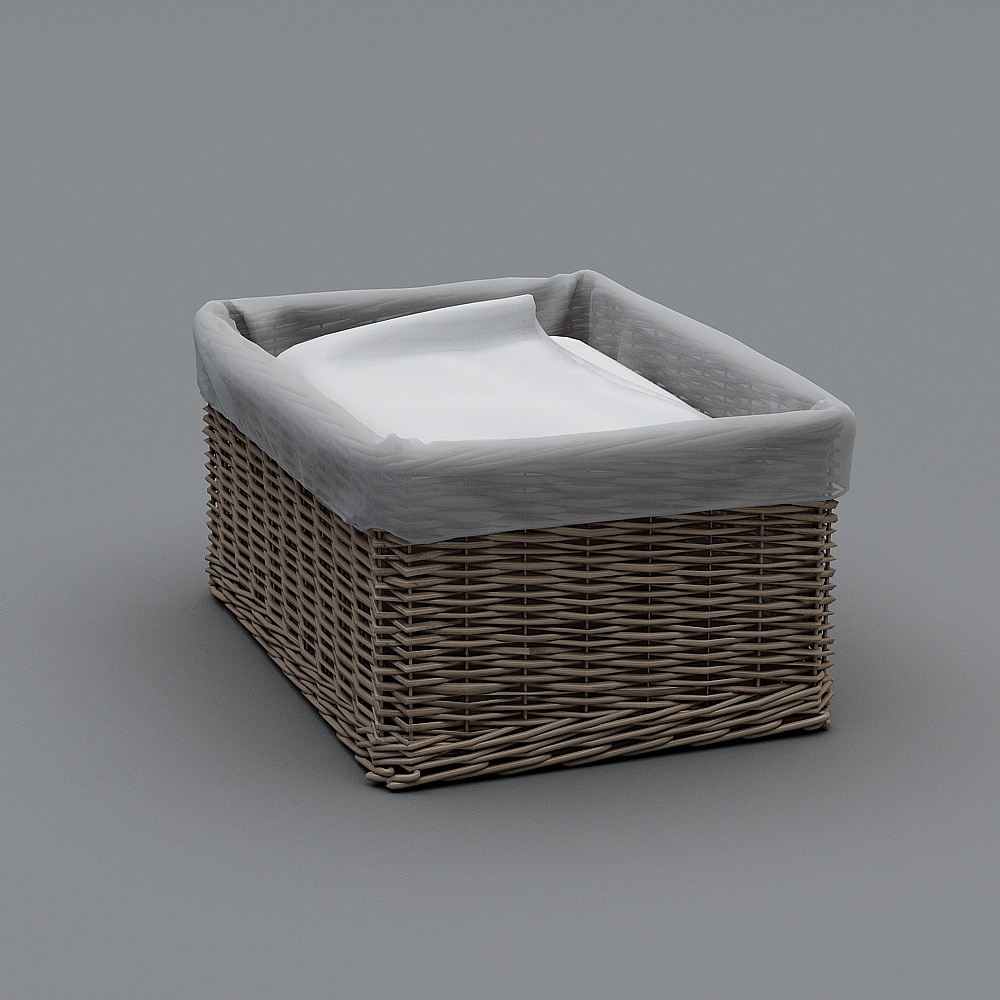 现代简约阳台-竹编收纳篮3D模型