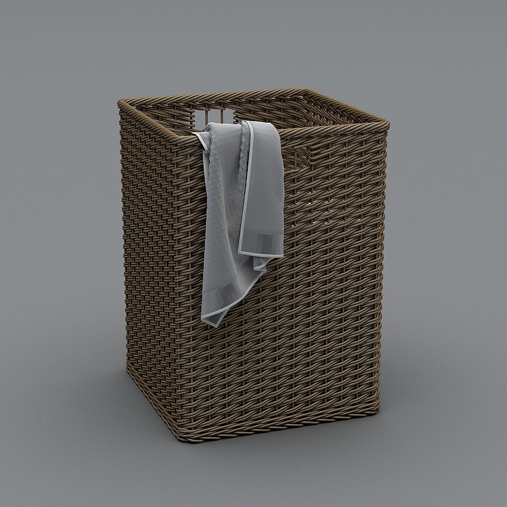 现代毛巾架-竹筐毛巾组合