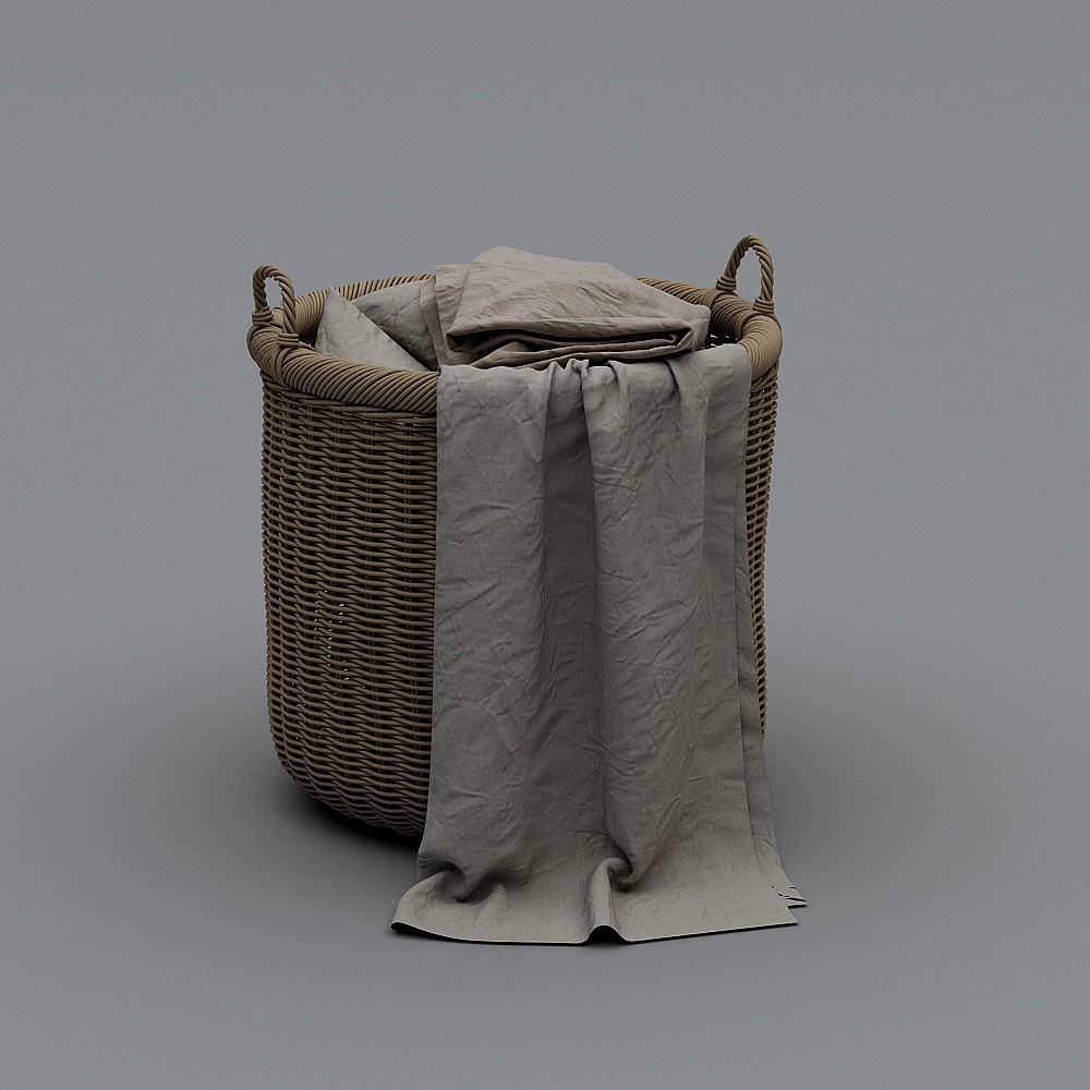 现代自然风卫生间-衣物收纳筐3D模型
